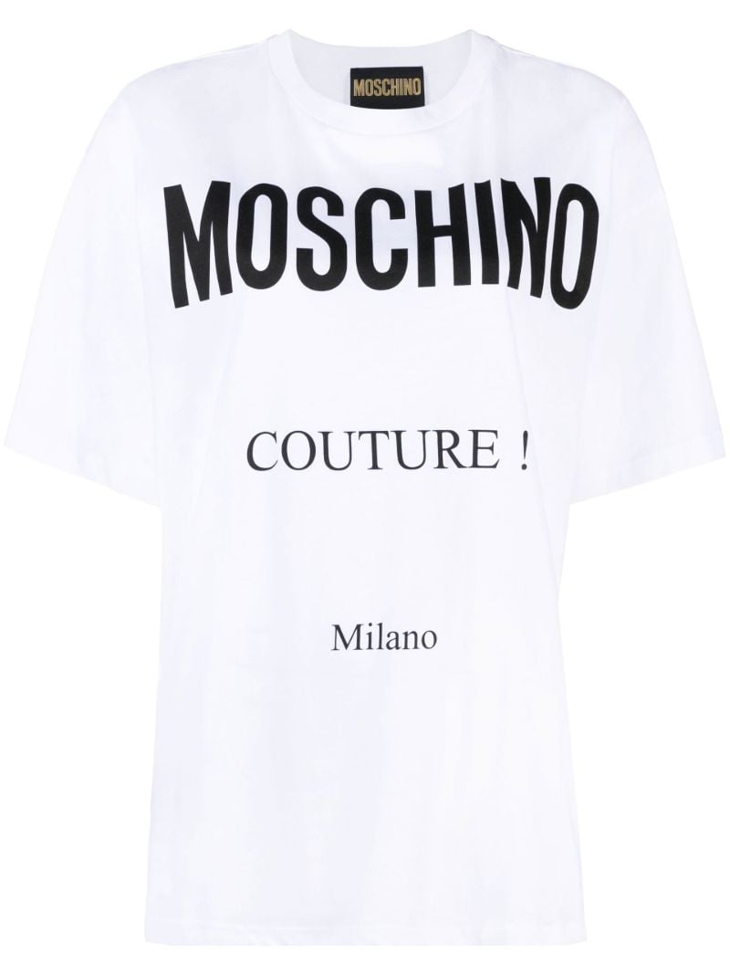 White Couture Logo Print Organic Cotton T-shirt
