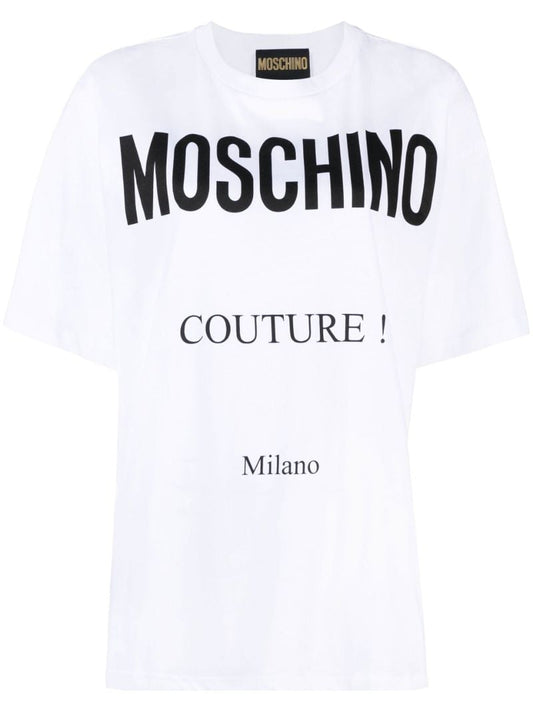 White Couture Logo Print Organic Cotton T-shirt