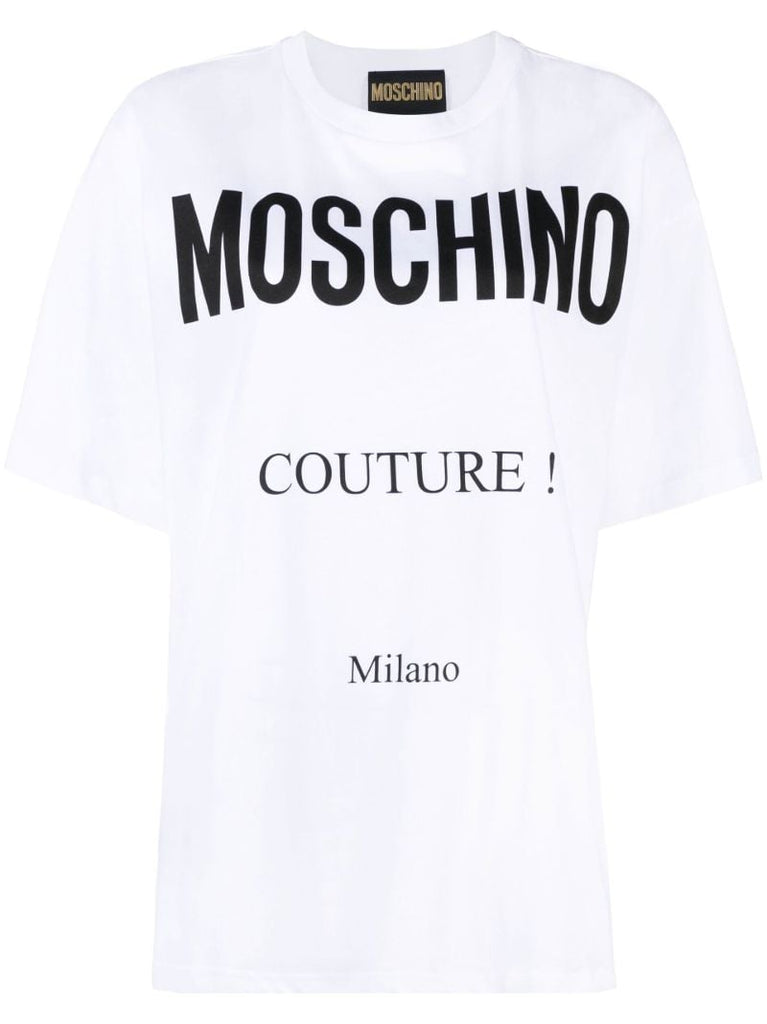 White Couture Logo Print Organic Cotton T-shirt