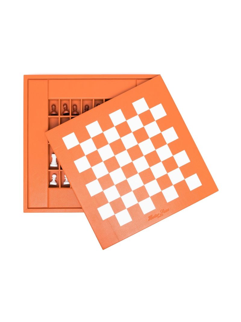 Orange Leather Chess Set
