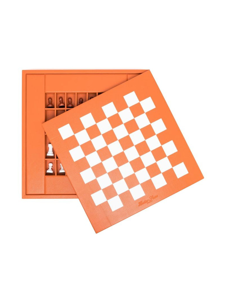 Orange Leather Chess Set