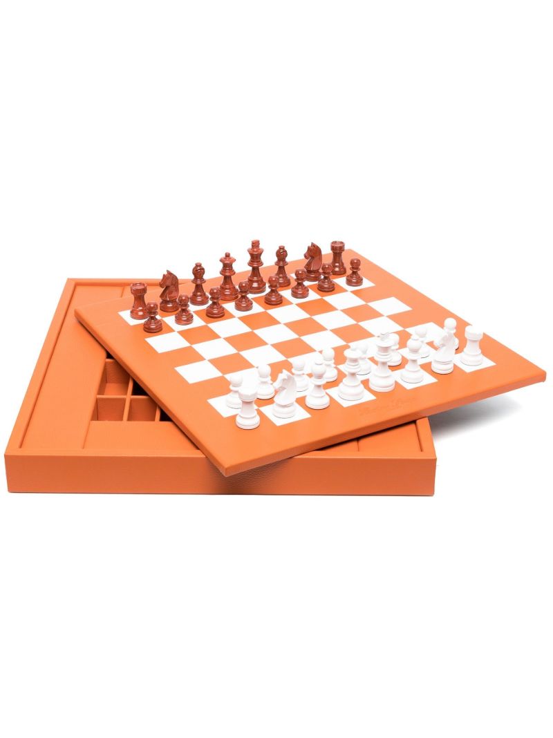 Orange Leather Chess Set