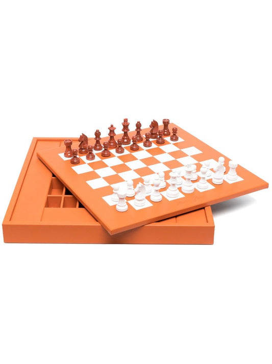 Orange Leather Chess Set
