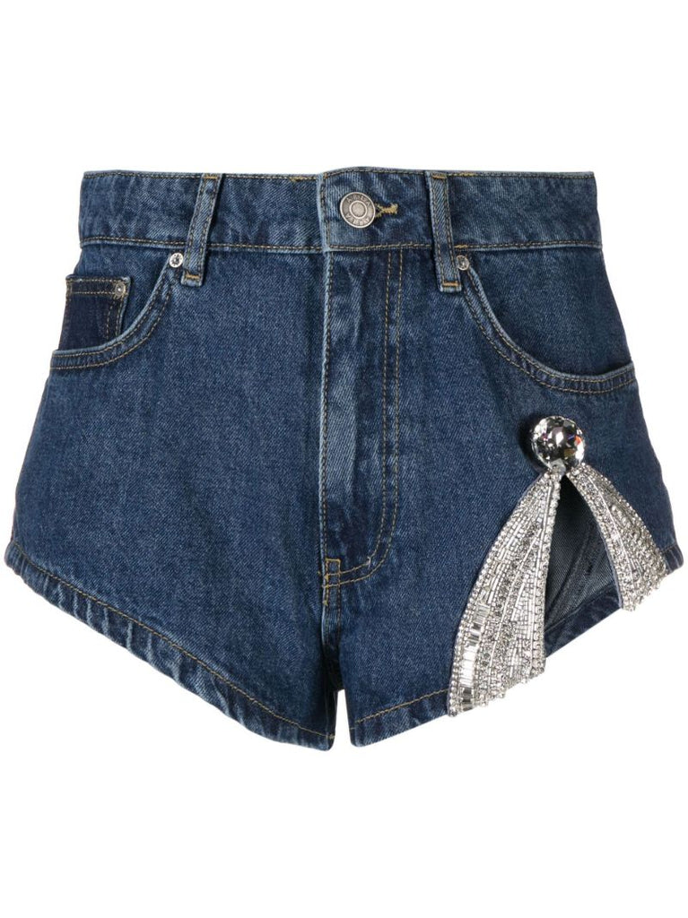 Blue Deco Bow Hot Denim Shorts