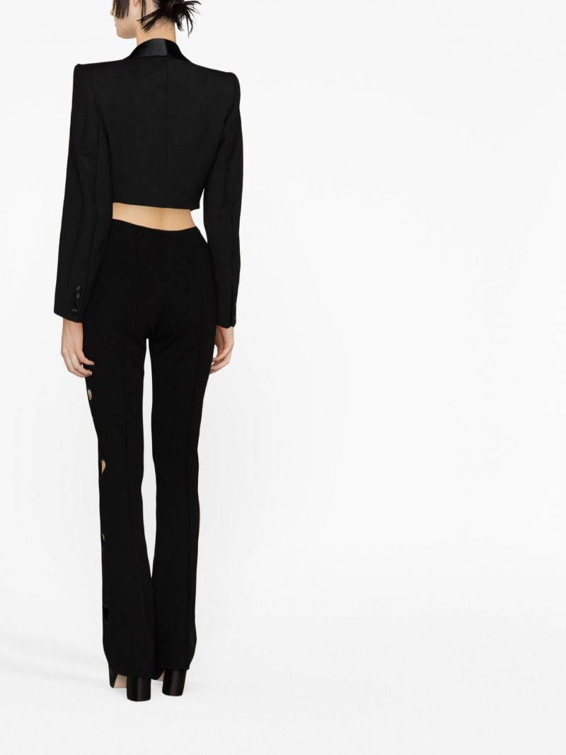 Black Bow-detailed Cropped Wool Blazer