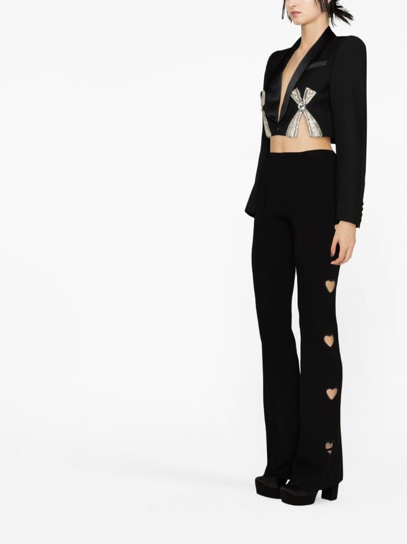 Black Bow-detailed Cropped Wool Blazer