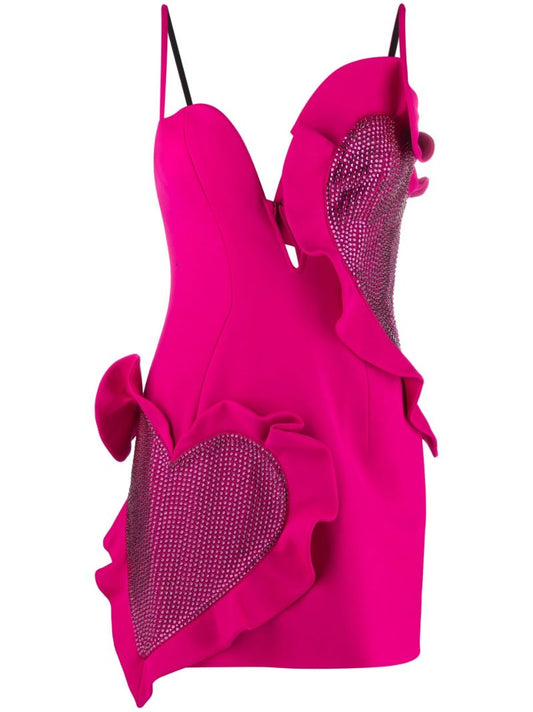 Pink Crystal Heart Mini Dress