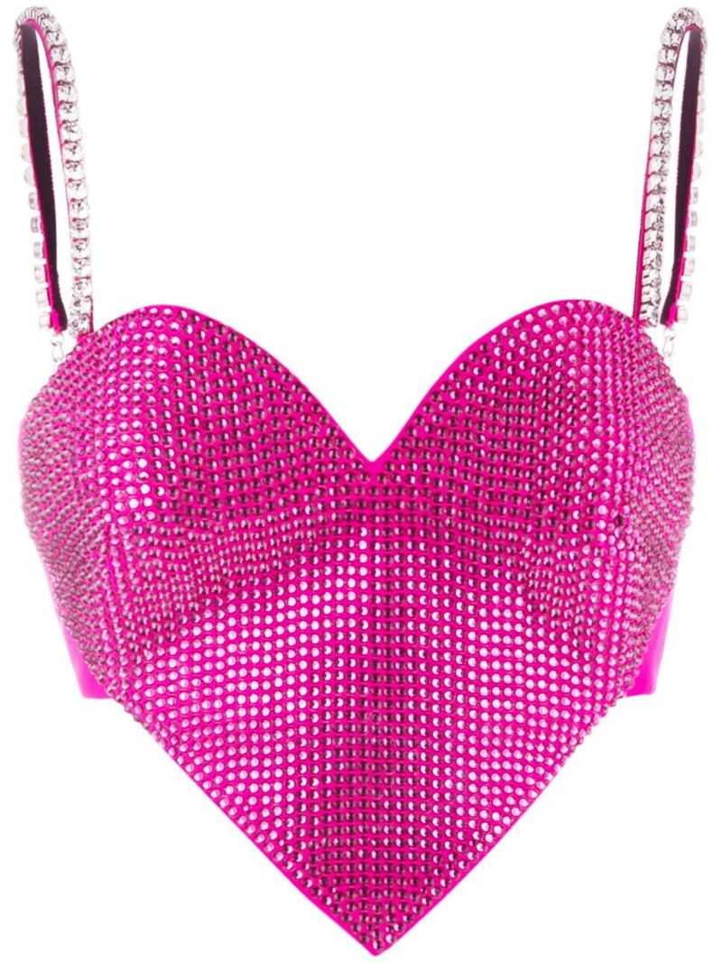 Pink Crystal Heart Crop Top