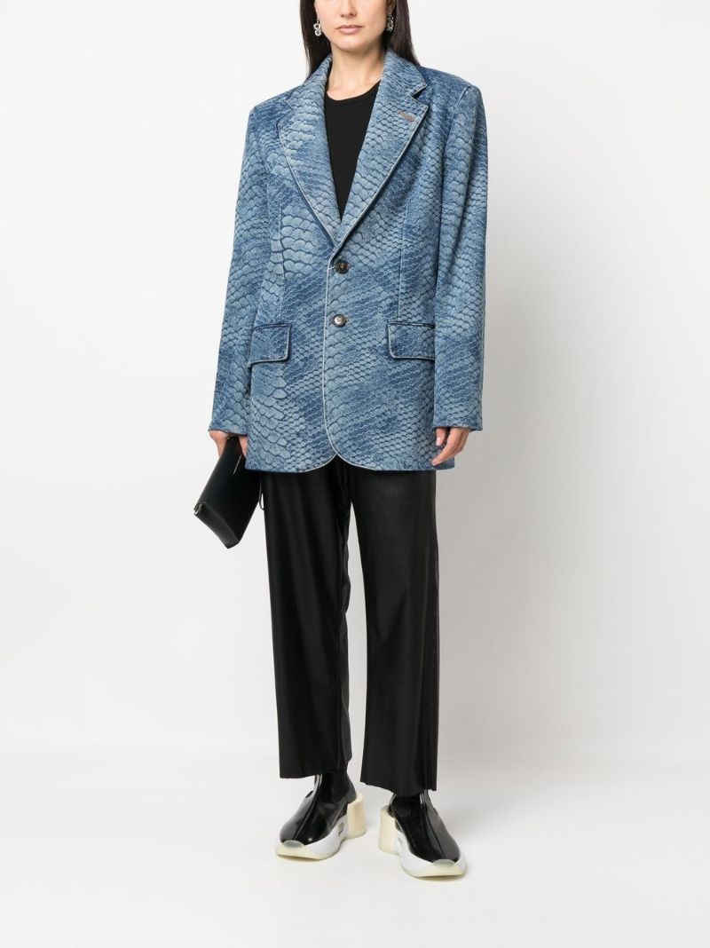 Blue Snake Print Denim Blazer