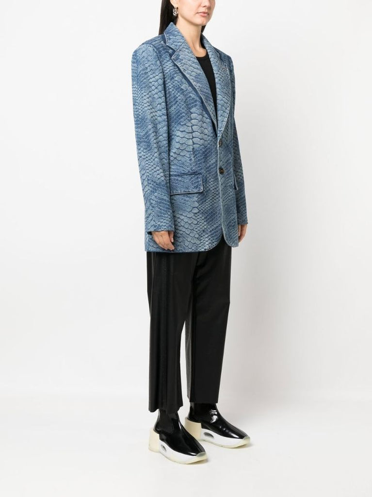 Blue Snake Print Denim Blazer