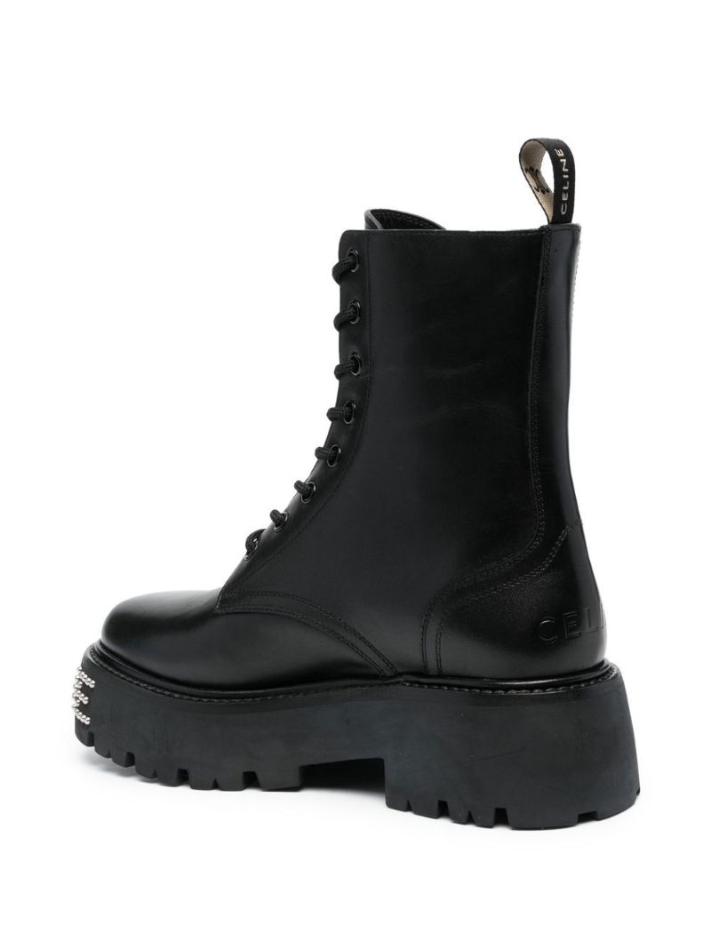 Black Bulky Logo-embellished Lace Up Boots