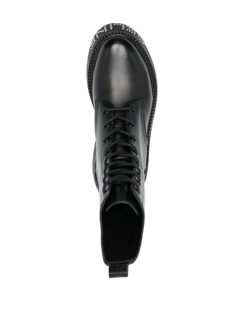 Black Bulky Logo-embellished Lace Up Boots
