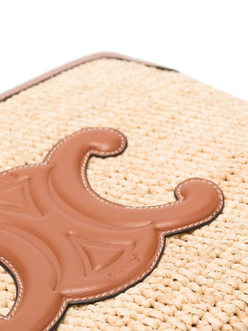 Neutral Triomphe Raffia Pouch Bag