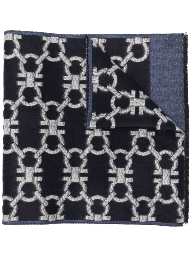 Blue and Grey Gancini Monogram Scarf
