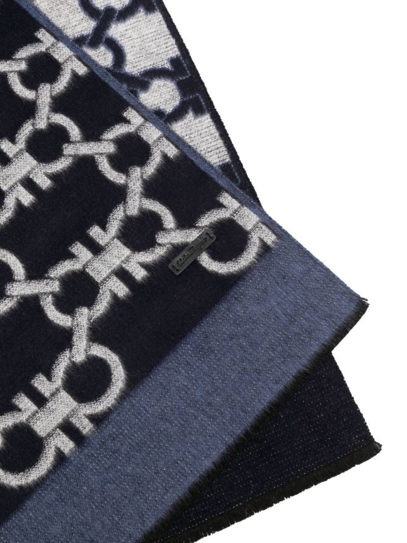 Blue and Grey Gancini Monogram Scarf