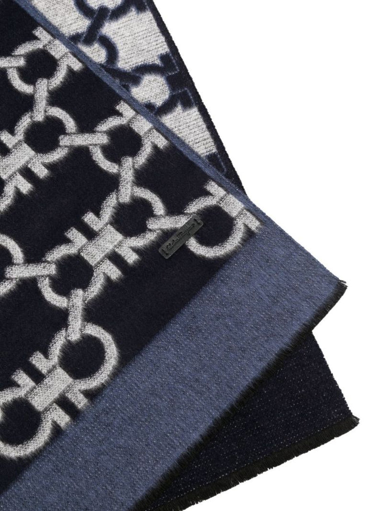 Blue and Grey Gancini Monogram Scarf