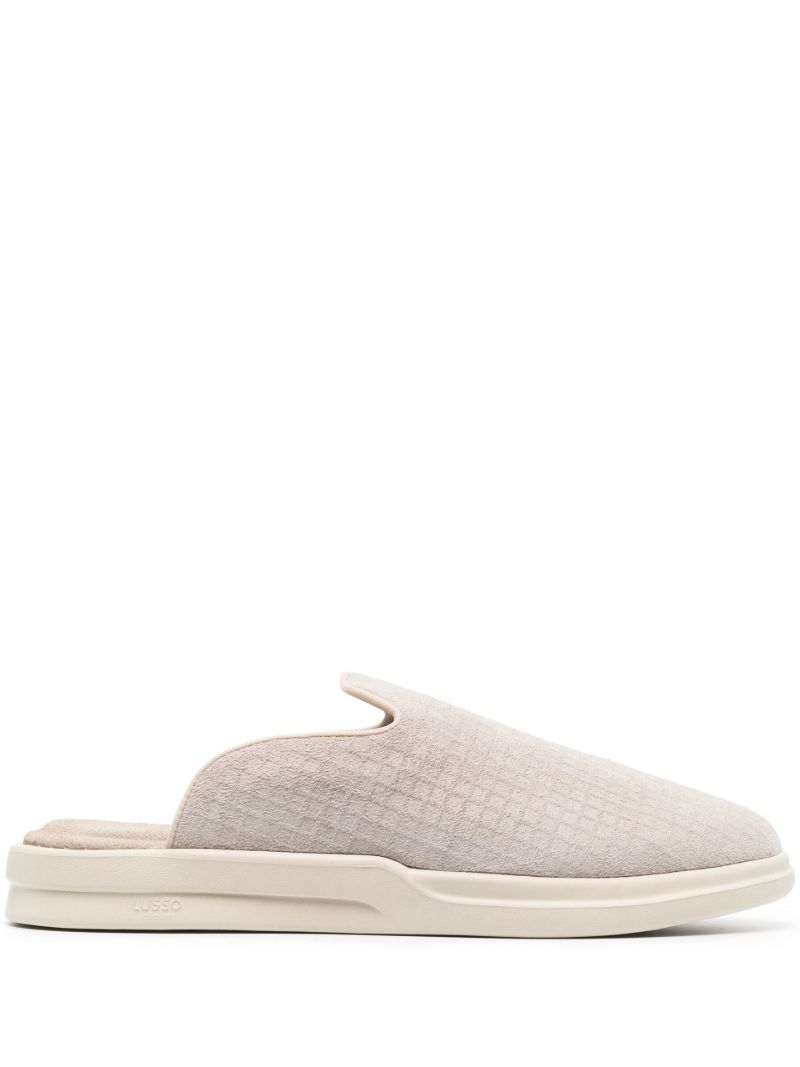 Grey Pelli Waffle Suede Slippers