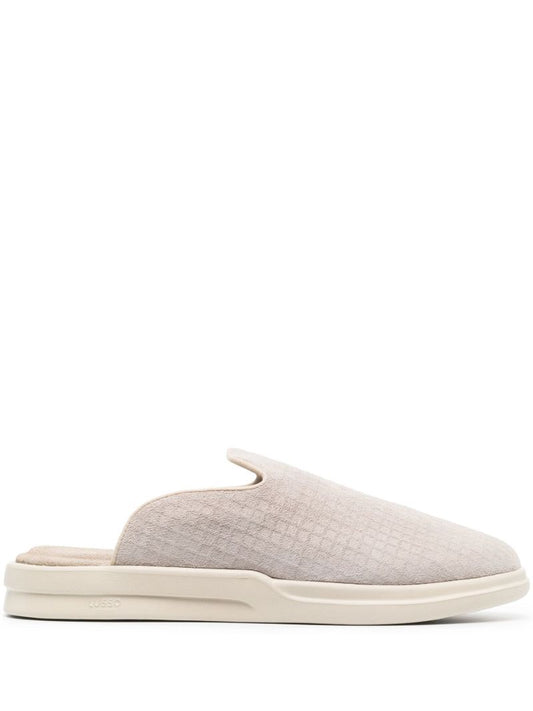 Grey Pelli Waffle Suede Slippers