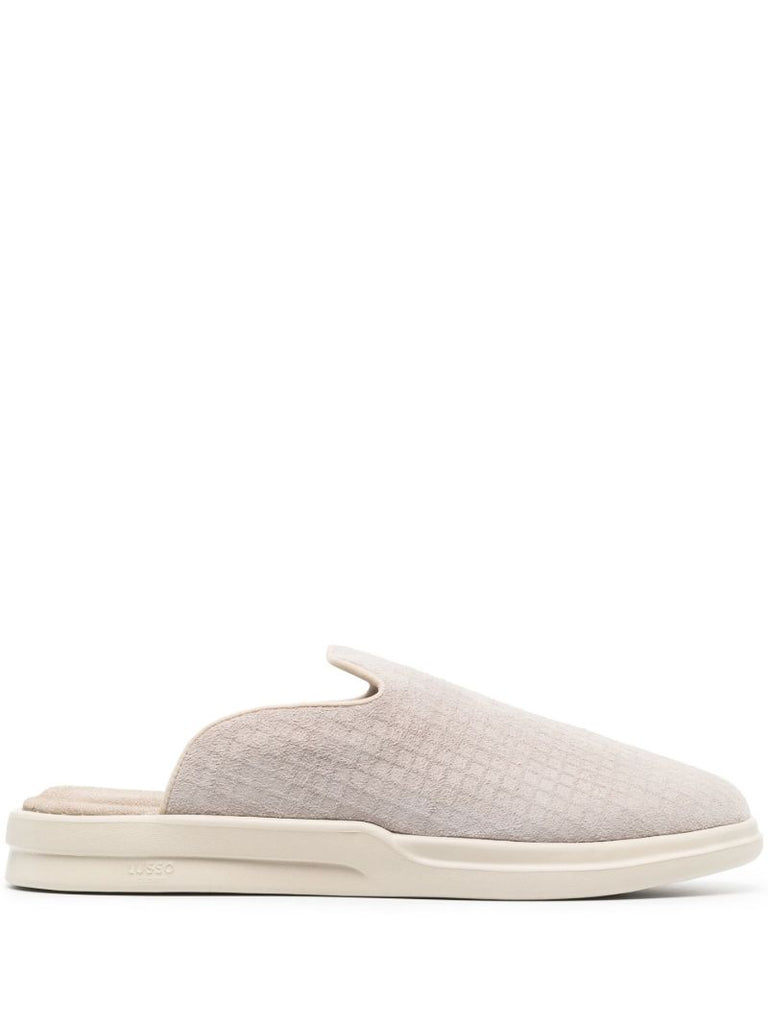 Grey Pelli Waffle Suede Slippers