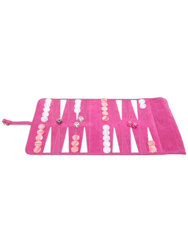 Pink Victor Suede Travel Backgammon Set