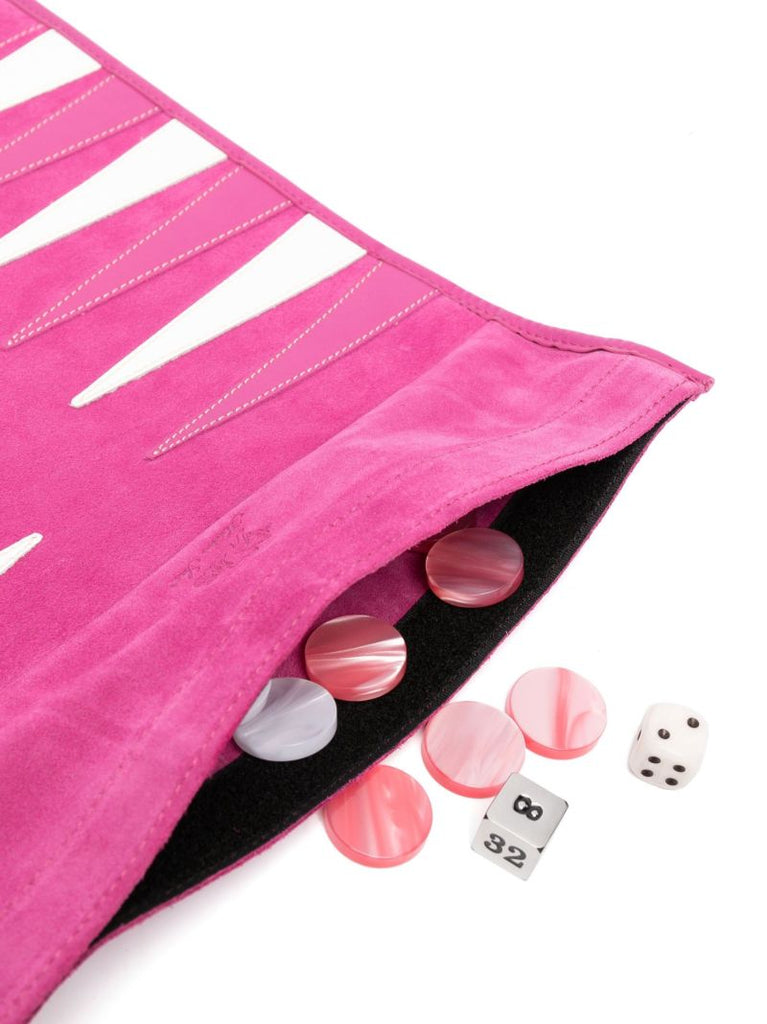 Pink Victor Suede Travel Backgammon Set