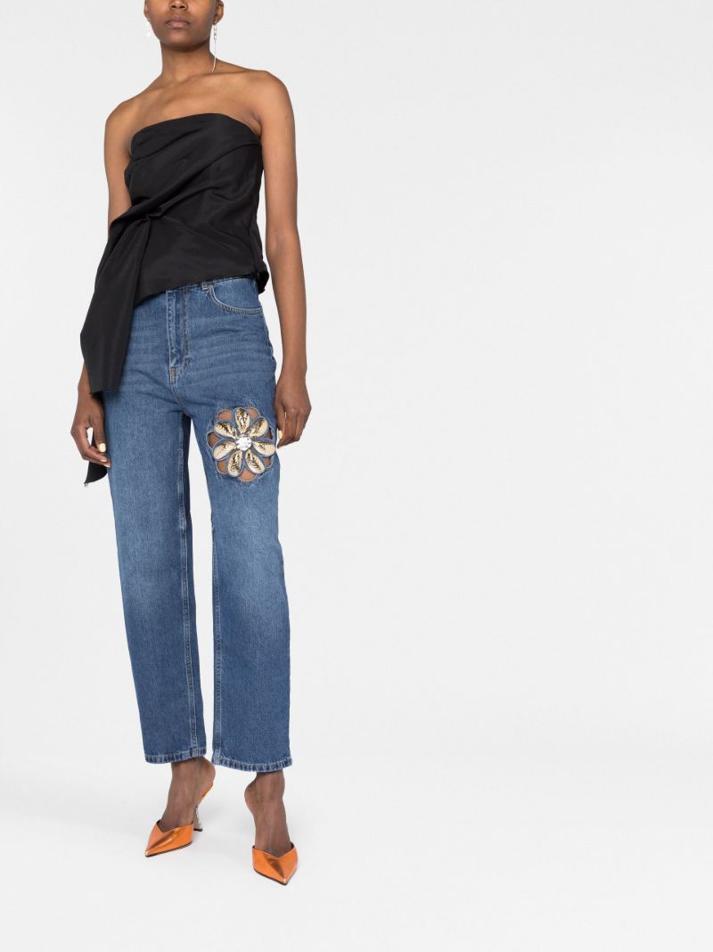 Blue Mussel Flower Wide-leg Jeans