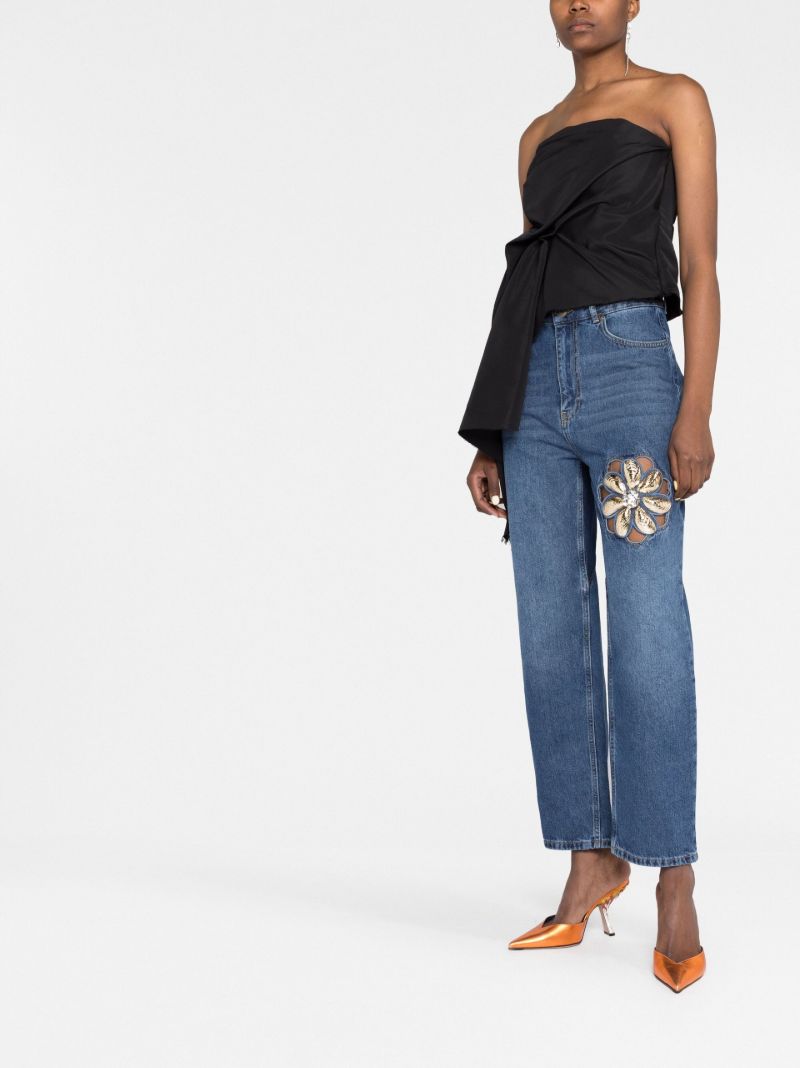 Blue Mussel Flower Wide-leg Jeans