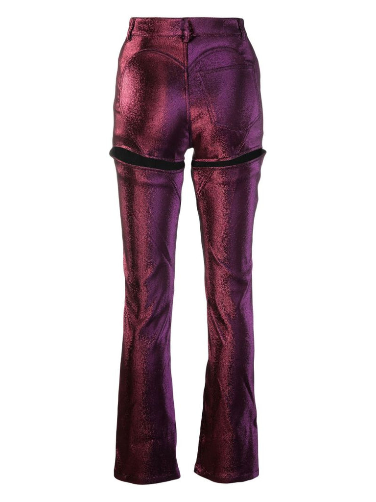Purple Slit Straight-leg Trousers