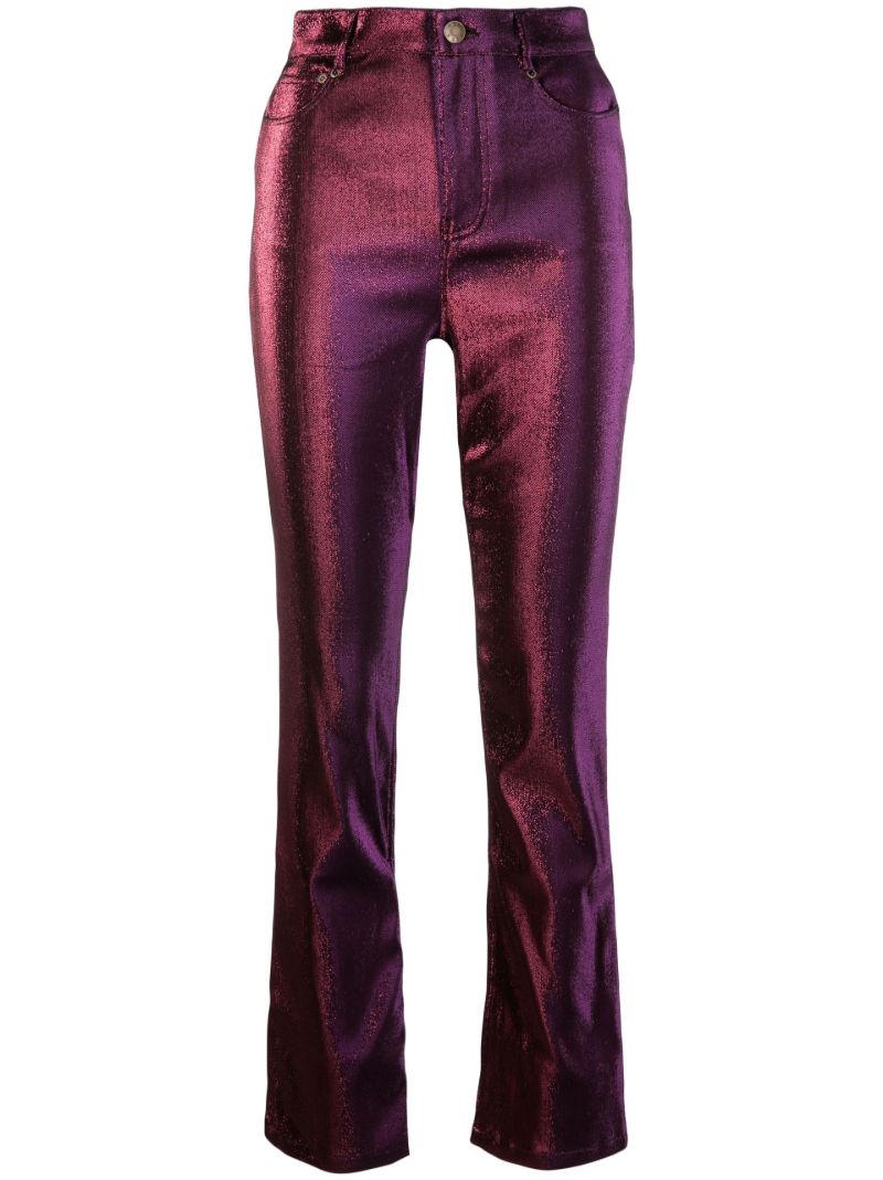 Purple Slit Straight-leg Trousers