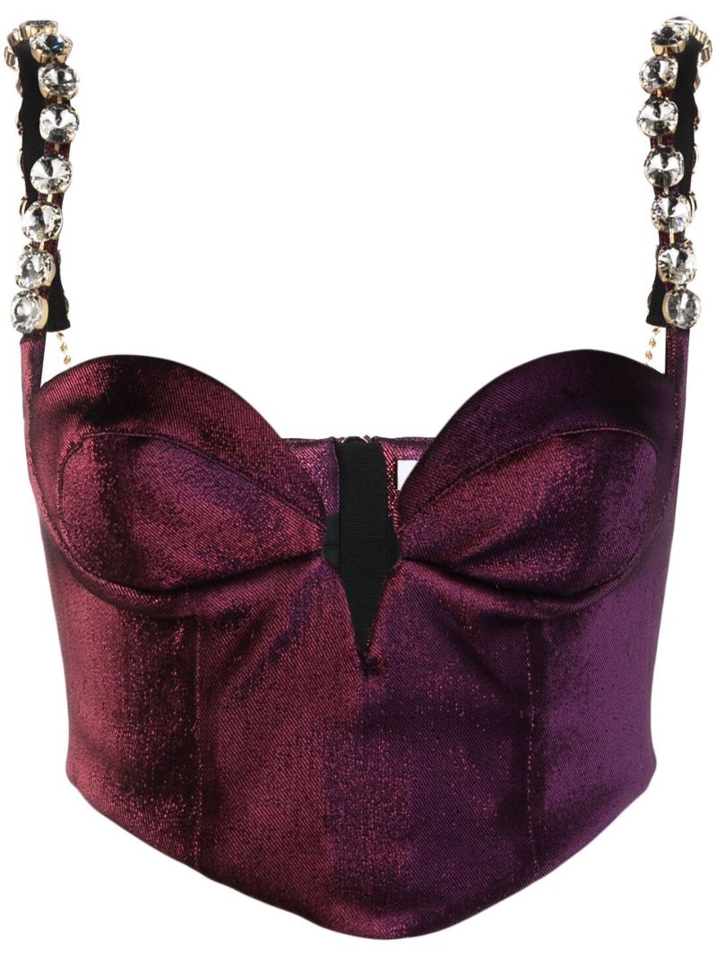 Purple Crystal-embellished Bustier Top