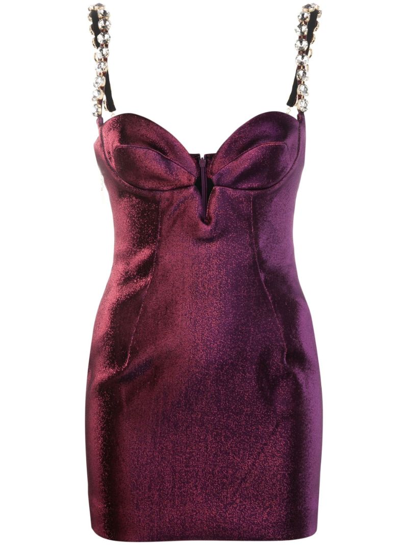 Purple Metallic Crystal-embellished Mini Dress