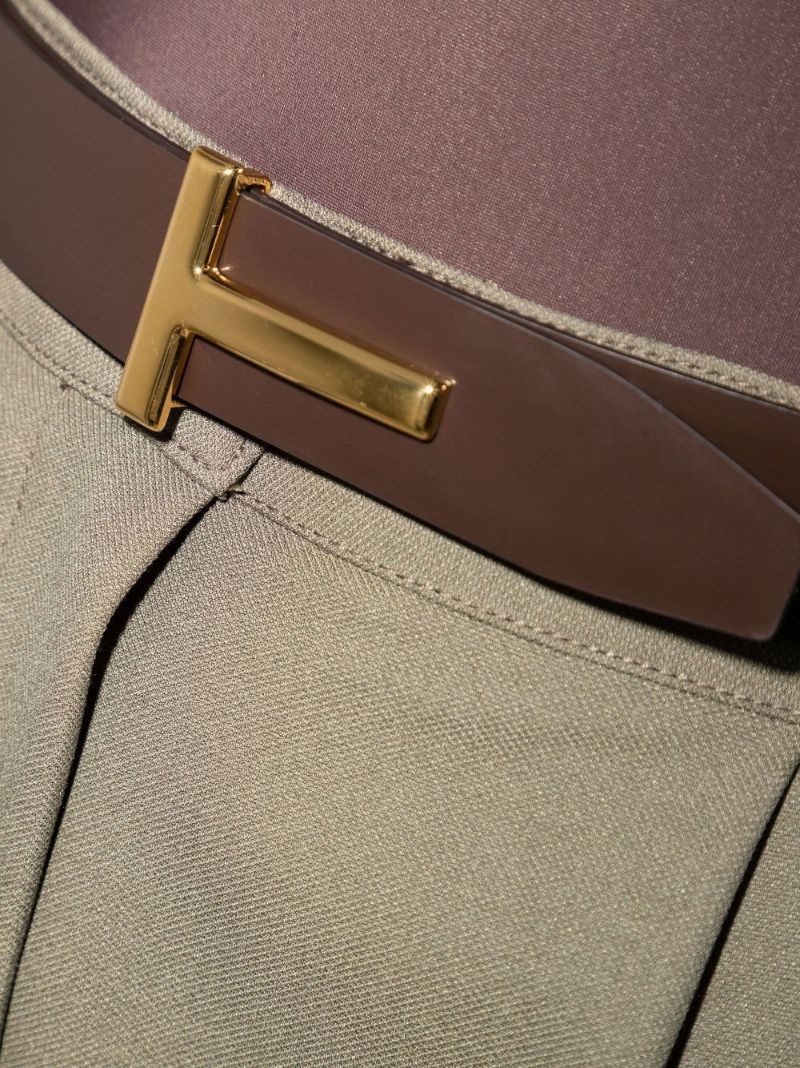Brown T-buckle Reversible Leather Belt