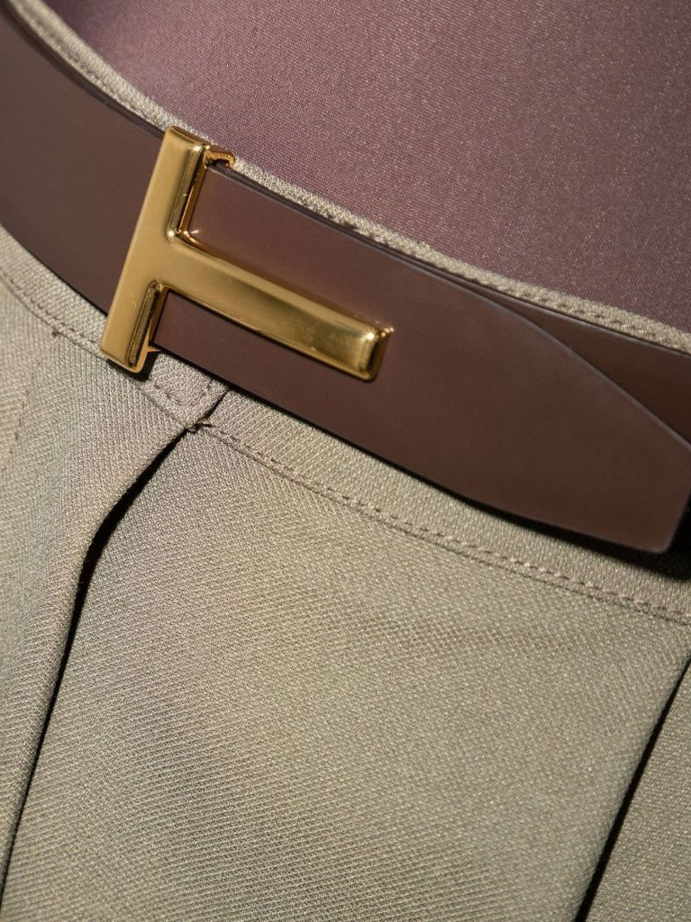 Brown T-buckle Reversible Leather Belt