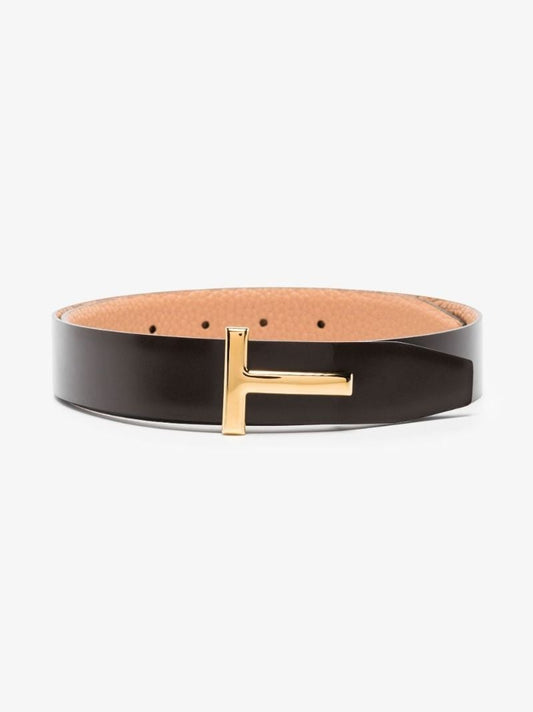 Brown T-buckle Reversible Leather Belt