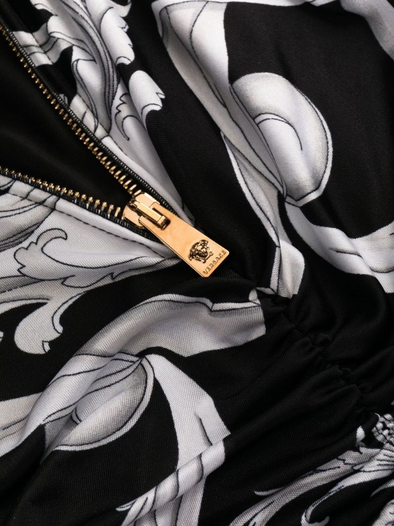 Black Silver Baroque Halterneck Midi Dress