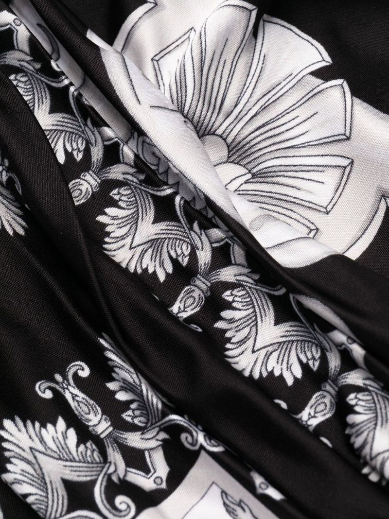 Black Silver Baroque Halterneck Midi Dress