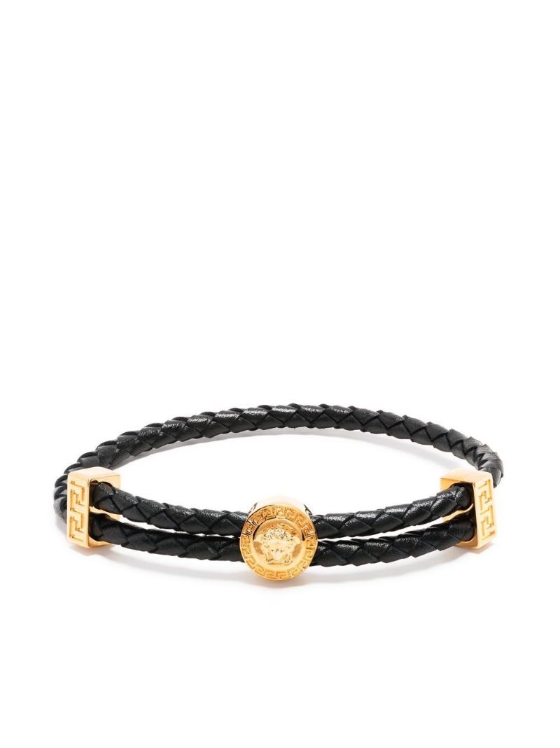 Black Medusa Woven Leather Bracelet