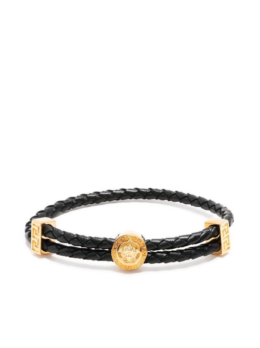 Black Medusa Woven Leather Bracelet