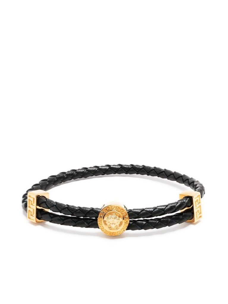 Black Medusa Woven Leather Bracelet