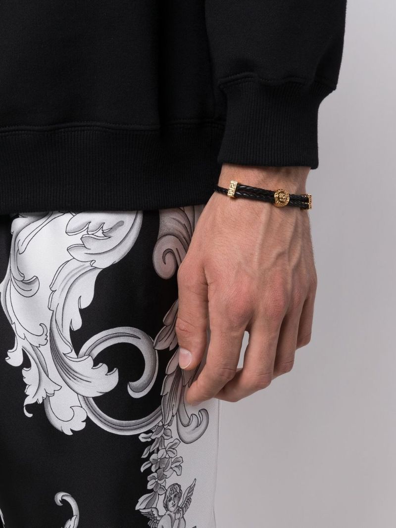 Black Medusa Woven Leather Bracelet