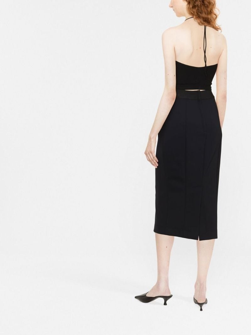 Black Logo Waistband Midi Skirt