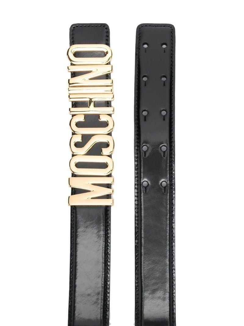 Black Logo Plaque Leather Belt