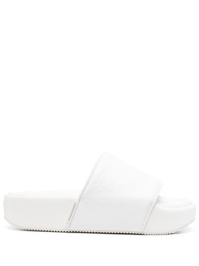 White Leather Slides