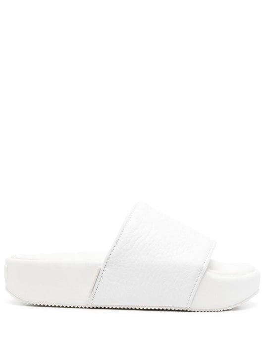 White Leather Slides