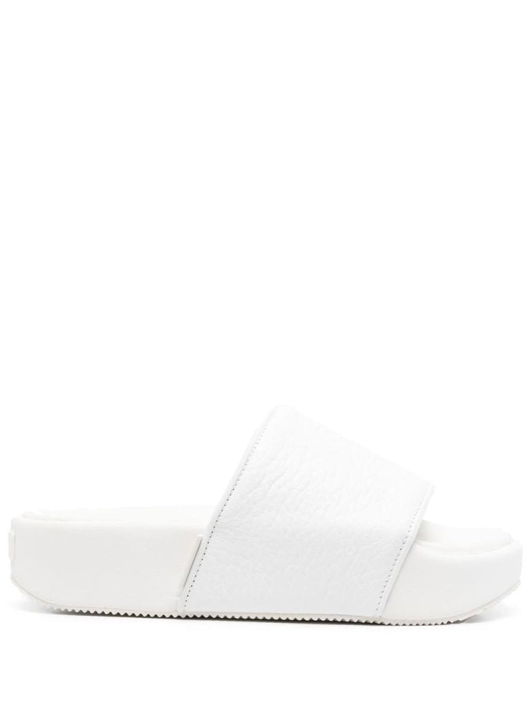 White Leather Slides