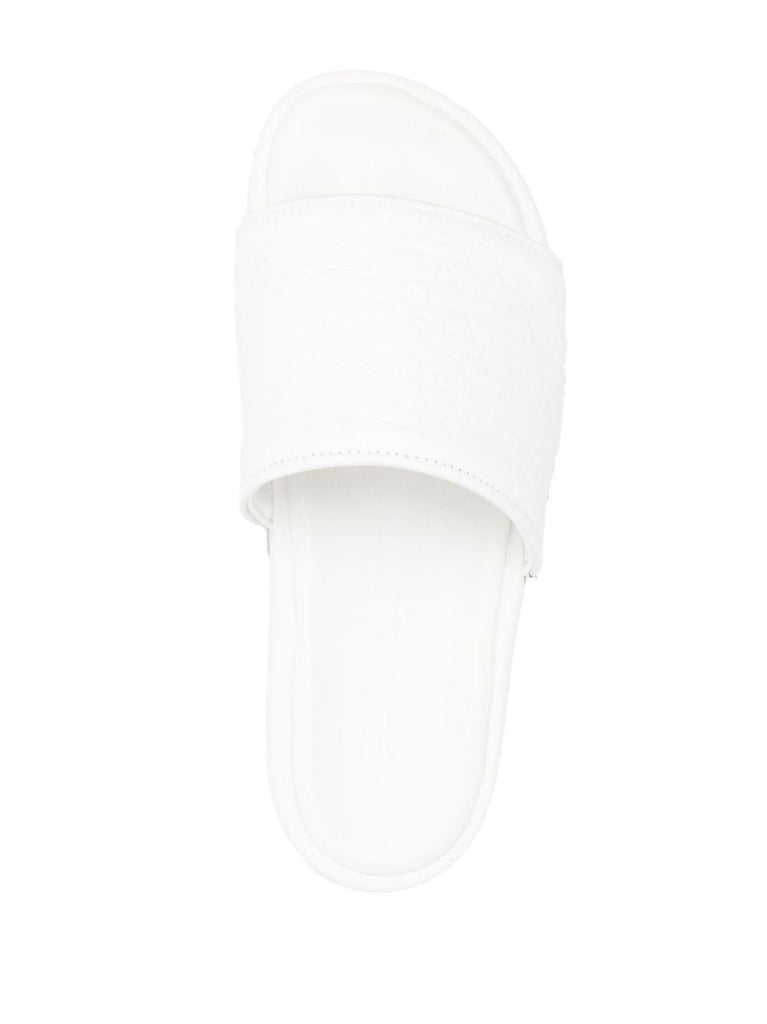 White Leather Slides