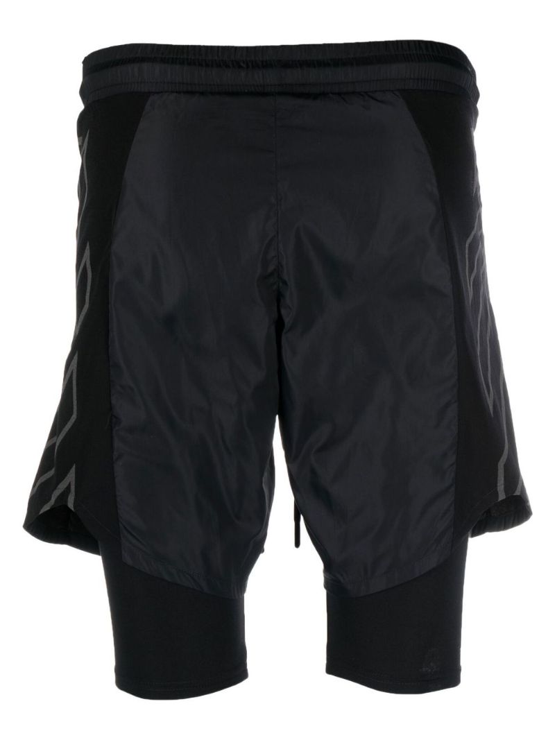 Black Diag Stripe Layered Shorts