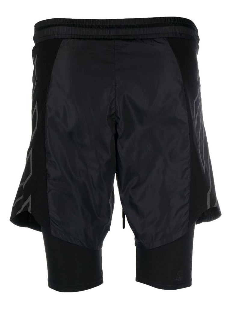 Black Diag Stripe Layered Shorts