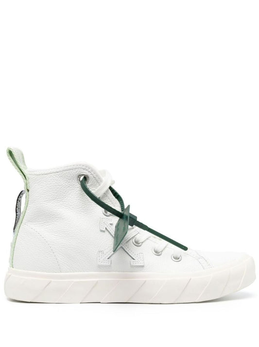 White Vulcanised High-top Leather Sneakers