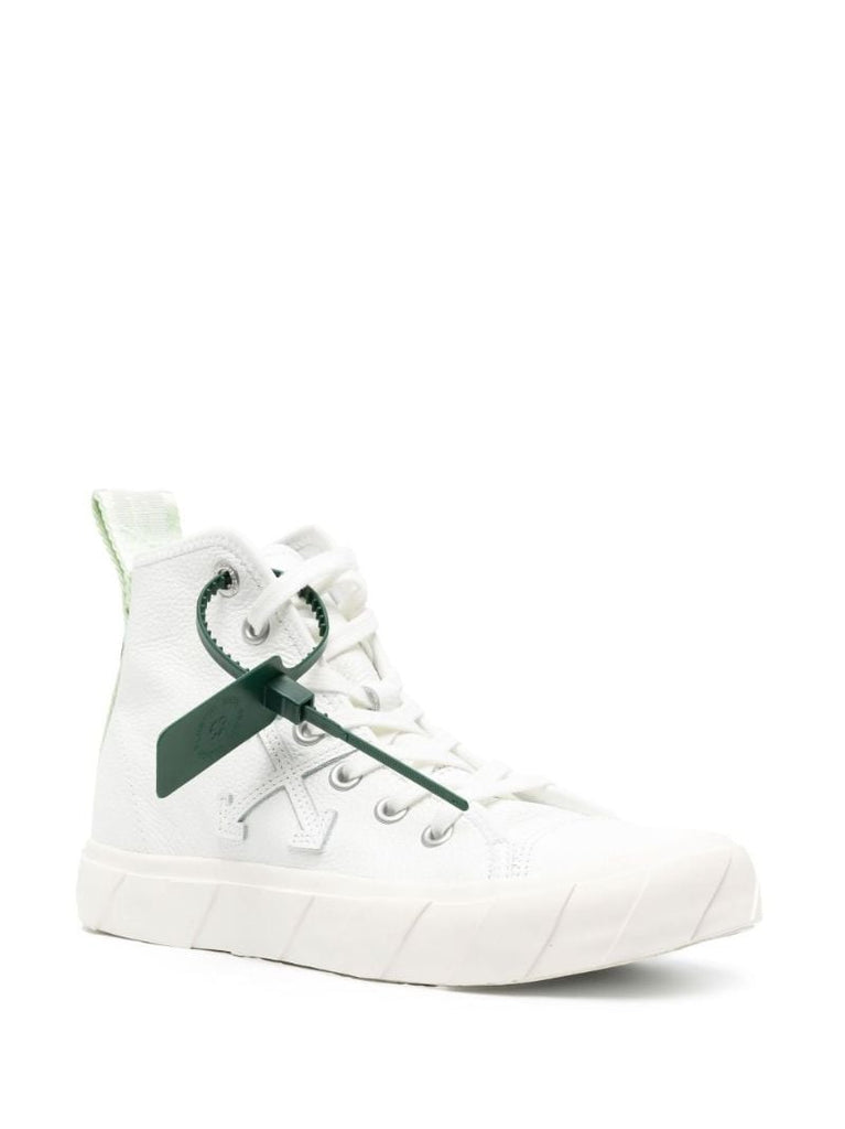 White Vulcanised High-top Leather Sneakers